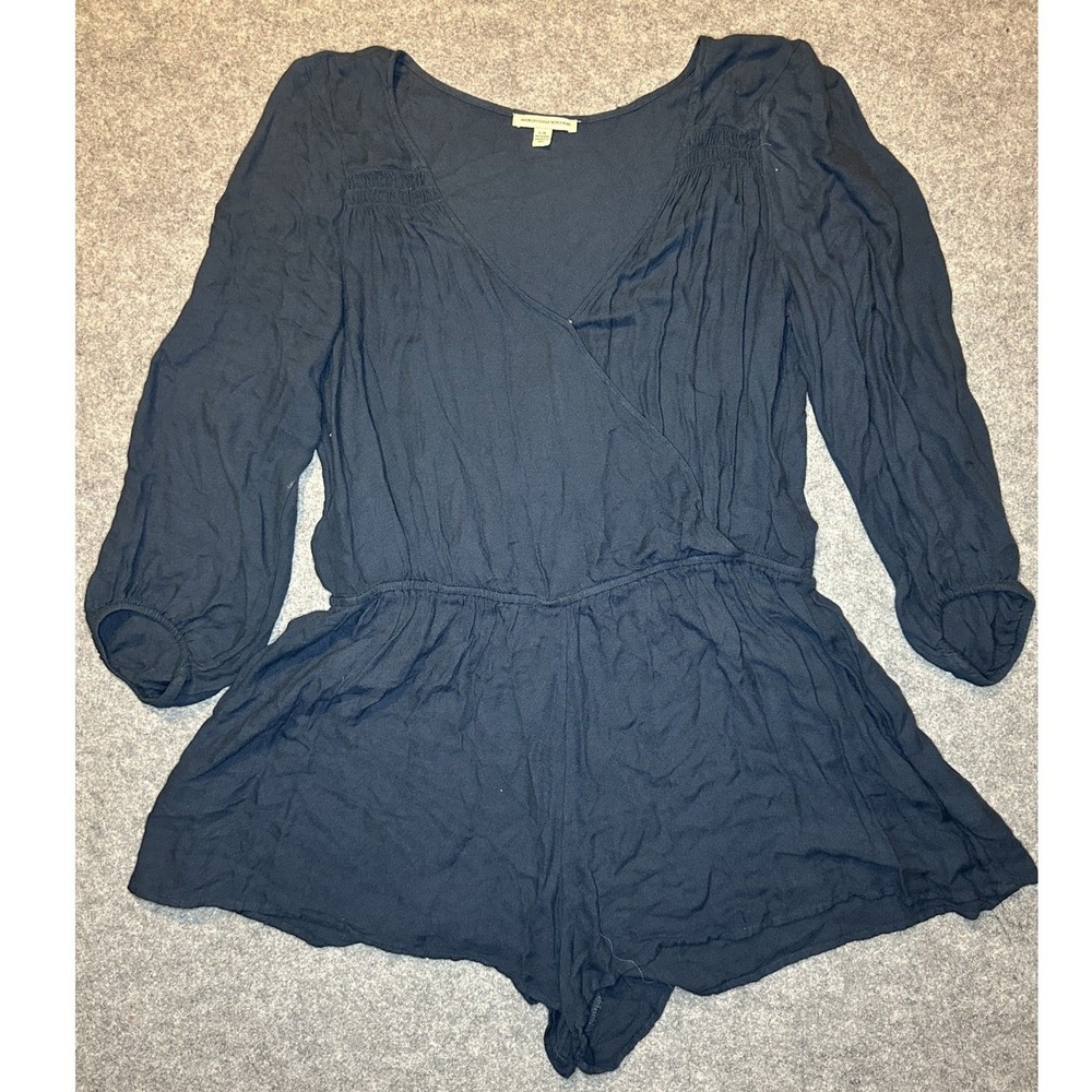 American Eagle Outfitters Navy Blue Long Sleeve Romper